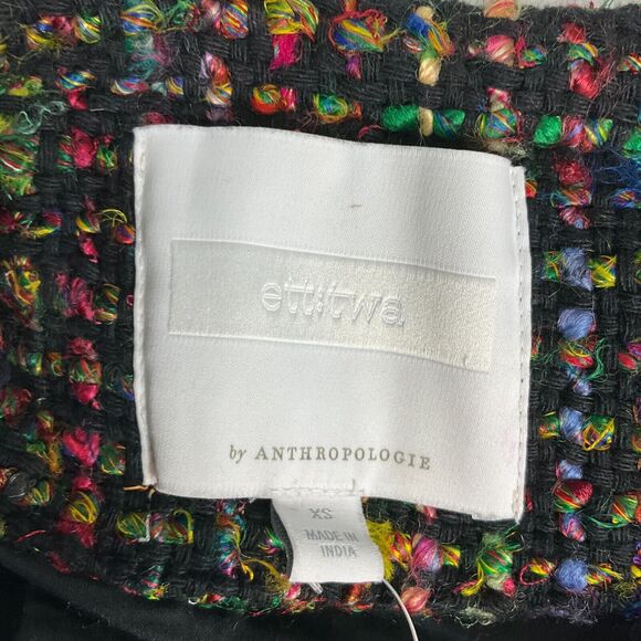 Anthropologie Ett Twa  Berwyn Tweed Jacket Colorful Open Front 3/4 Sleeve XS NEW - Picture 5 of 13